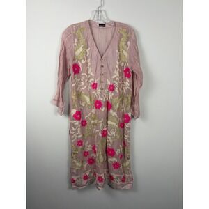 Agha Noor Original Cotton Kurta ONLY, Size Medium Pink Embroidery Rhinestone